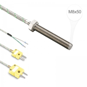 ترموکوپل پیچی تیپ K نیکل کروم-نیکل رزوه M8 با طول 5 سانتیمتر